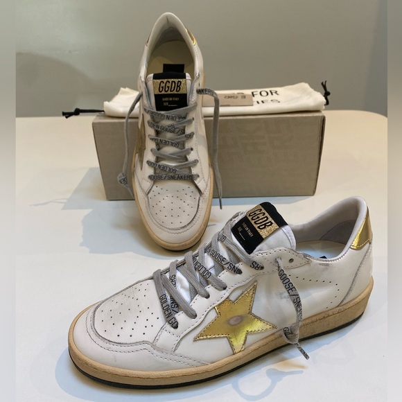 Golden Goose Ball Star Sneaker Milk White Leather/Gold sz 38 New in Box - Picture 13 of 14